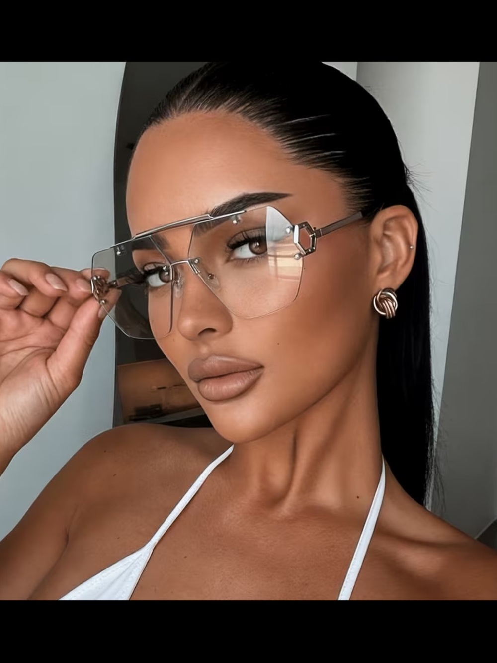 Affordable Fashion Finds Clear Lens Aviator Sunglasses - Silver Frame